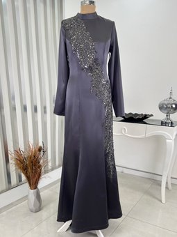 Deniz Gri Abiye Elbise