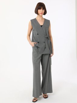 Bağlama Detaylı Kruvaze Gri Yelek