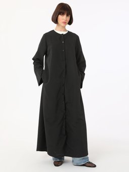 Çıtçıt Detaylı Kap / Siyah Pardesü