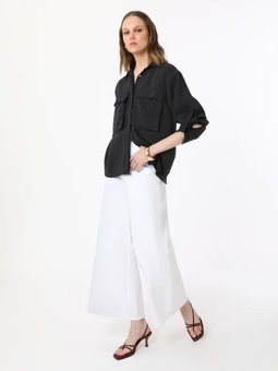 Modal Kumaşlı Cep Detaylı Bluz / Exclusive Gömlek Siyah