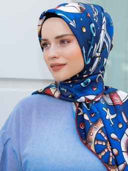 Dümen Twill Şal Evi Eşarp Mavi