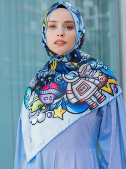 Uzay Twill Şal Evi Eşarp Renkli