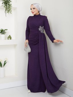 Mürdüm Melek Abiye Elbise