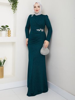 Zümrüt Yeşili Masal Abiye Elbise