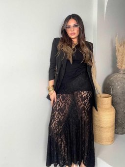 Siyah Dantel İçi Astarlı Uzun Şort Etek