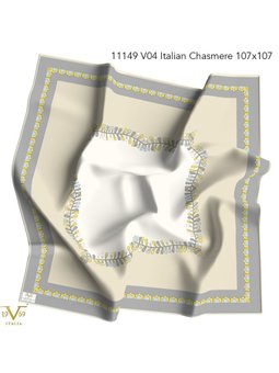 Desenli Italian Cashmere Seri Askısı İle Birlikte Gri Eşarp