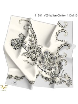 Desenli İtalyan Şifon Seri Askısı İle Birlikte 110x110 Cm Gri Eşarp