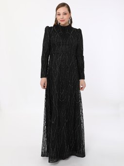 Siyah Irmak Abiye Elbise