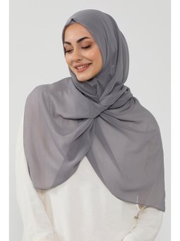Penye İç Boneli Pratik Şifon Gri Şal,ps