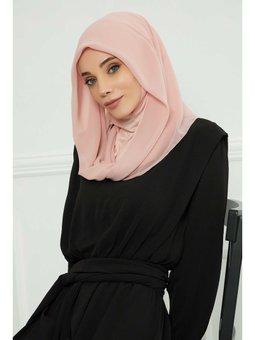 Penye İç Boneli Şifon Pudra Şal,ps