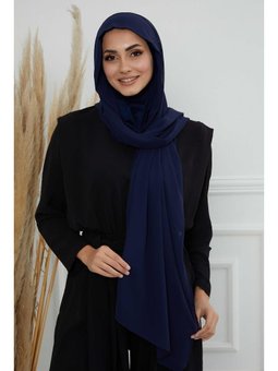 Penye İç Boneli Şifon Şal,ps Lacivert