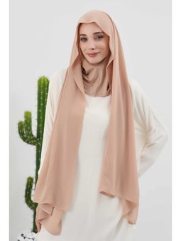 Penye İç Boneli Şifon Sütlü Kahve Şal,ps