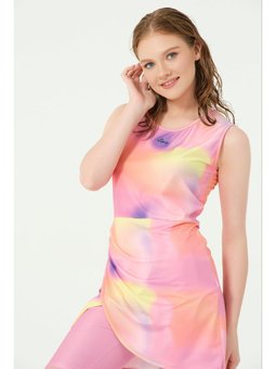 Anvelop Etekli Sıfır Kol Yarı Kapalı Mayo