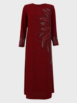 Büyük Beden Bordo Abiye Elbise