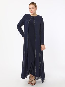 Büyük Beden Lacivert Abiye Elbise