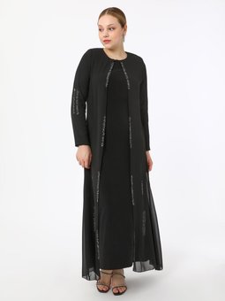 Büyük Beden Siyah Abiye Elbise