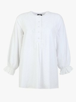 Büyük Beden Pamuklu Brode Beyaz Tunik