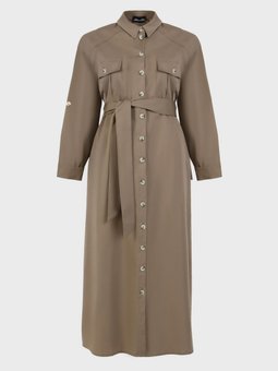 Büyük Beden Poplin Vizon Gömlek Elbise