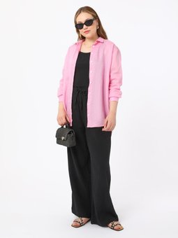 Müslin Kumaş Rahat Kalıp Büyük Beden Siyah Pantolon