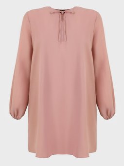 Yakası Biye Bağlama Detaylı Büyük Beden Gul Kurusu Tunik