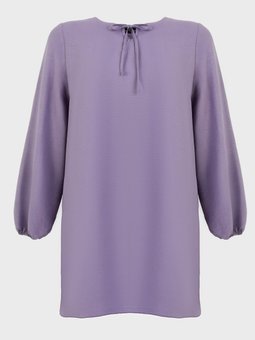 Yakası Biye Bağlama Detaylı Büyük Beden Mor Tunik