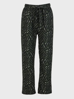 Yeşil Desenli Büyük Beden Siyah Pantolon