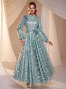 Şule Mint Yeşili Abiye Elbise