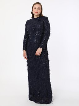 Büyük Beden Lacivert Abiye Elbise