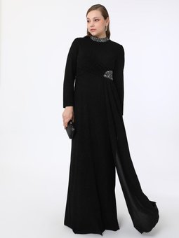 Büyük Beden Siyah Abiye Elbise