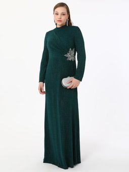 Büyük Beden Yesil Abiye Elbise