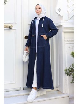 Kapüşonlu Kot Kap Lacivert