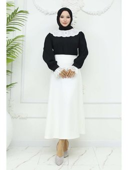 Scuba Kloş Beyaz Etek