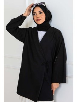 Yandan Bağmalı Kimono Siyah