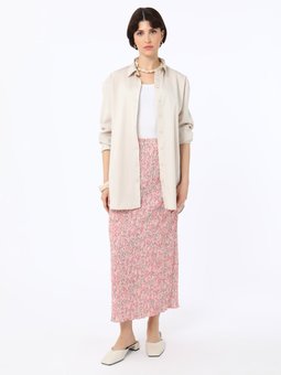 Çiçek Desenli Pembe Etek