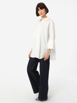 Geniş Manşet Detaylı Bluz / Beyaz Gömlek