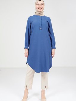 İndigo Düz Tunik