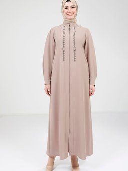 Zincir Taşlı Bej Ferace 9167