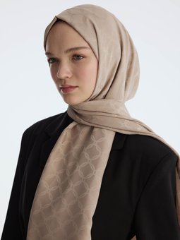 İpeksi Jakar Zincir Desen Kumtaşı Şal