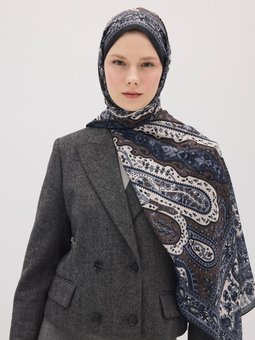 Kokina Etnik Desen Pamuk Soft Acı Kahve Şal