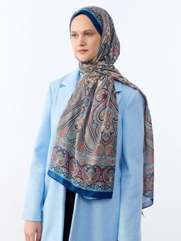 Retro Etnik Desen Pamuk Soft Fuşya Şal