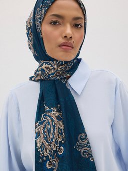 Soul Etnik Desen Pamuk Soft Petrol Şal