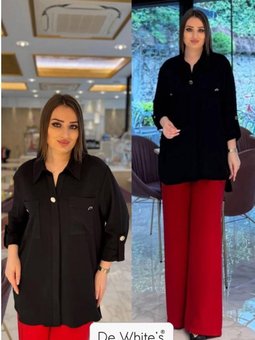 Büyük Beden Çift Cepli Rahar Kalıp Siyah Gömlek