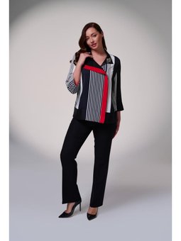 Büyük Beden Çizgili Kırmızı Ceket