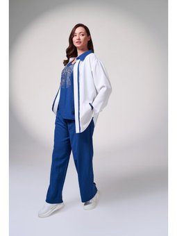 Büyük Beden Gömlek Yaka Beyaz Ceket