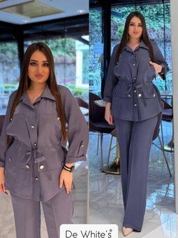 Büyük Beden Önü Düğme Detaylı Ve Kolu Katlamalı Mavi Ceket