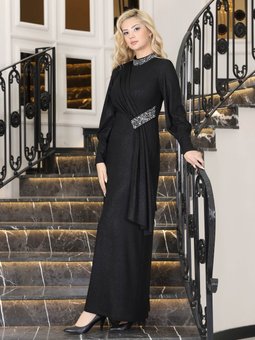 Açelya Siyah Abiye Elbise