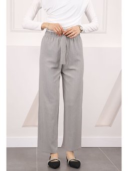 Gri Bürümcük Bol Paça Pantolon