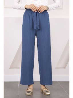 İndigo Bürümcük Bol Paça Pantolon