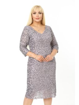 Büyük Beden Ara Boy Lila Abiye Elbise