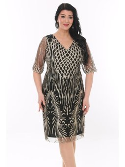 Büyük Beden Kısa Siyah Abiye Elbise